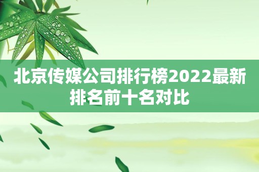 北京传媒公司排行榜2022最新排名前十名对比