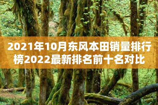 2021年10月东风本田销量排行榜2022最新排名前十名对比