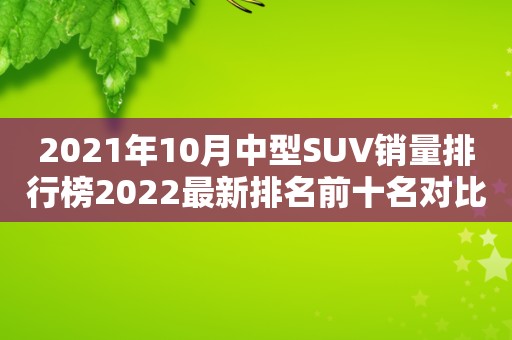 2021年10月中型SUV销量排行榜2022最新排名前十名对比