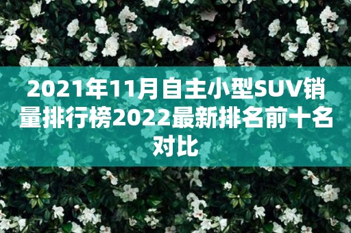 2021年11月自主小型SUV销量排行榜2022最新排名前十名对比