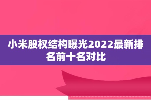 小米股权结构曝光2022最新排名前十名对比