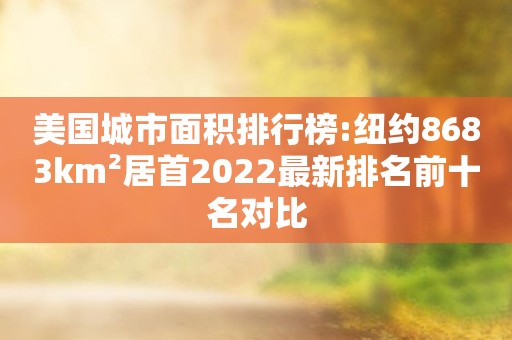 美国城市面积排行榜:纽约8683km²居首2022最新排名前十名对比